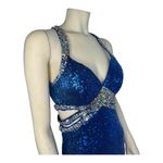 Faviana 7507 Royal Blue Sequenced sexy open back prom dress size 4 Photo 4