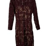 Boutique  Burgundy Red Lace Overlay Long Sleeve Mini Dress S Photo 0