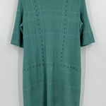 Ming Wang  Stud Trim Tonal‎ Stripe Knit Dress Knee Length Turquoise Size Medium Photo 0