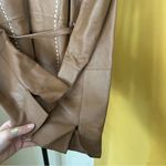 Vintage G Collection Genuine Leather Moto Jacket Contrast Stitch Belt Camel Tan Photo 5