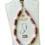 Phone Candy Pink Bead and White Pearl Phone Charm, 6", NWT Photo 0