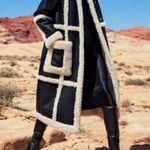 Rebecca Minkoff  Long Leather Suede Shearling Black Coat Photo 0