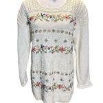 Tiara International  Chunky Knit Floral Women’s Pullover Sweater Pearls 90’s MED Photo 0