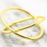 Gold Crossed Design Ring Size 6 Photo 0