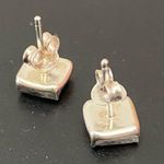 Sterling Silver 925 Blue Opal Square Small Stud Earrings Photo 4