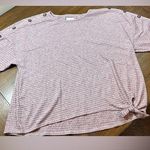 New York Laundry  Size 3X Pink Short Sleeve Button Accents Front Tie Sweater Photo 0