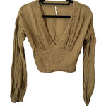 Free People  V-Neck Long Sleeve‎ Crop Top Sz XS Photo 0