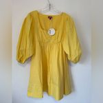 STAUD  Yellow Mini Dress with Puff Sleeves size small Photo 4