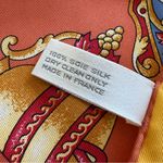 Vintage ANDRE CLAUDE CANOVA Chateau Angelus Cherub Bell 100% Silk Scarf 33”X33” Gold Photo 10