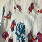 Soft Surroundings  Womens L Beachy Vacation Cover Up Coastal Fish‎ Reef Pintuck Photo 1