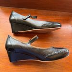 Mona Flying Women's Leather Closed Toe Mary Jane Wedge Pumps Round Toe Shoes 9 Black Photo 2