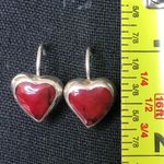 Sterling Silver TAXCO  Red Jasper Heart Cabochon Drop Dangle Earrings Photo 7