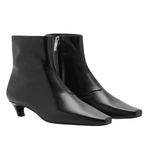 Mango  MNG Square Toe Kitten Heel Leather Boots Black Size 42/ US 10 Photo 2