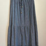 Anthropologie Daughters of Liberation Size Sm Denim Tiered Flowy Dress Smoked Sleeveless Boho Photo 0