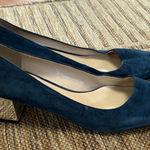 Karl Lagerfeld  Navy Velvet Now Silver Block Heel Loafers US 9.5 Photo 0