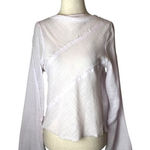 ZARA  Shirt Women XS Purple Lilac Sheer Raw Seam Detail Tie Neck Open Back Top‎ Photo 0