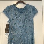 NWT $1095 Theia Blue Floral Sequin Sweetheart Cap Photo 11