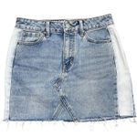 PacSun  Denim Retro Y2K Mini Skirt Light Wash Two Tone Frayed Hem Women's Size 25 Photo 6