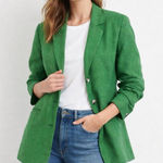 Harvé Benard Harvé Bernard Green Linen Blazer Size 12 Chic Tailored Spring Jacket Photo 0