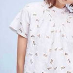 Akemi + Kin Anthropolgie  Top Womens XL White Lace Eyelet Short Sleeve Flowing Photo 0