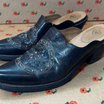 Ariat ✨  Black Western Slip On Leather Point Toe Block Heel Mules 5.5 Photo 0