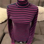 Ralph Lauren LAUREN Fuchsia & Navy Blue Striped Turtleneck Sweater Size Medium Photo 0