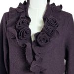 Marisa Christina Boiled Wool Rosette Cardigan Jacket in Deep Plum Size Large Purple Photo 6