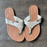CHAPS  Ralph Lauren women slip on flip flops white with tan soles Size 9/10‎ Photo 0