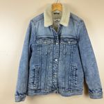 Hollister Women’s Size M Faux Shearling Lined Denim Jacket, Blue Photo 1