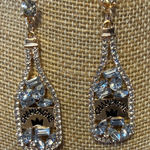New Years Elegant Gold and Silver Champagne Bottle Earrings Photo 0