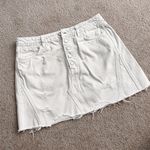 Free People White Button Fly Denim Mini Skirt Photo 0