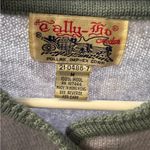 Tally Ho Blue and Gray Floral Fair Isle Cardigan Sweater Medium Photo 3