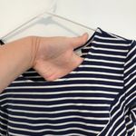 Jessica Simpson MATERNITY Navy Blue White Stripe Coral Zipper Sheath Dress Large Photo 5