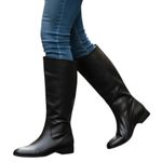Markon Sandusky Boots 8 Black Leather Mid Calf Pull On Riding Western Equestrian Photo 0
