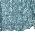 VanHeusen Women's Long Sleeve Cuffed Button Up‎ Shirt Blue Leopard Print XL NWT Photo 3