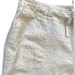 Liz Claiborne  Michaela Pants Cropped Tan Cream Lightweight Linen Paisley Print Photo 1