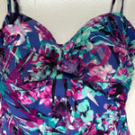 Catalina  Women's XL (16-18) One Piece Swimsuit Pink Fuchsia Green Floral Photo 1