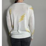 Fate Oversized Waffleknit White Yellow Blue Lightning Bolt Sweater Size Small Photo 1