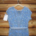 Mac Duggal 14521 Blue Floral Embellished Short Sleeve Mesh Gown Dress Photo 12