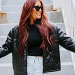 Chelsa Deboer Lily & Lottie Quilted Faux Leather Puffer Jacket Black Size Medium Photo 0