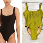 J.Crew Long Torso Ribbed Squareneck Green One Piece Swimsuit Sleek Design Photo 1
