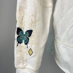 Johnny Was NWOT  Embroidered Floral Butterfly Bird Pullover White Sweatshirt Sz S Photo 9