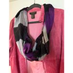 Abstract Infinity Scarf Purple Black Gray Silk Feel Lightweight Photo 1