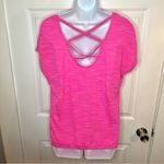 Tek Gear  Athletic Short Sleeve Criss Cross Back Tee Workout Tshirt Hot Pink M Photo 10