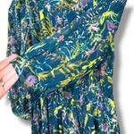 Diane Von Furstenberg  Pialla Silk Teal Green Printed Pleated Mini Dress Size 6 Photo 5