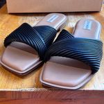 Steve Madden womens Limitt textured slides sandals summer vacation beach black 9 Photo 0