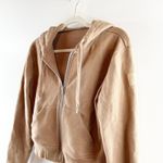 Alo Yoga Alo Routine Full Zip Cropped Hoodie Sweatshirt Toasted Almond Brown XS Photo 3