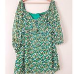 Lulus  Forsythia Green Floral Print Long Sleeve Tie-Front Women's Dress Large Photo 7