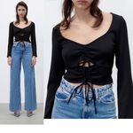 ZARA NWT  RUCHED CUT OUT TOP BLACK SMALL Photo 1
