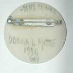 Donna L. Motto 1990 WV Hand Painted Robin Bird Porcelain Brooch Orange Photo 2